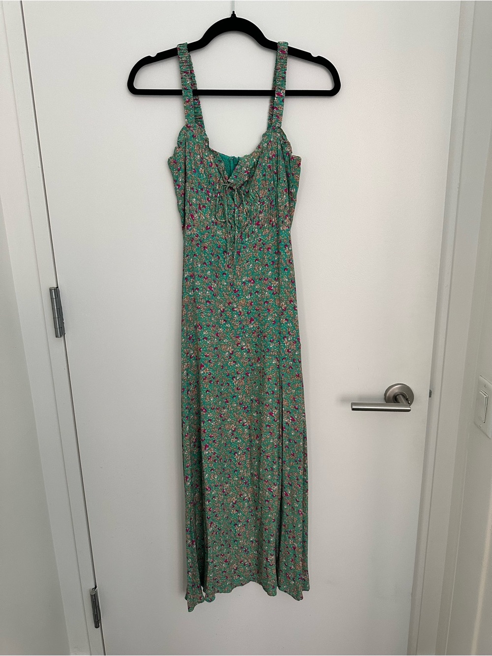 Astr Green Floral Sweetheart Maxi Dress with Side Slit - Picture 2 of 6